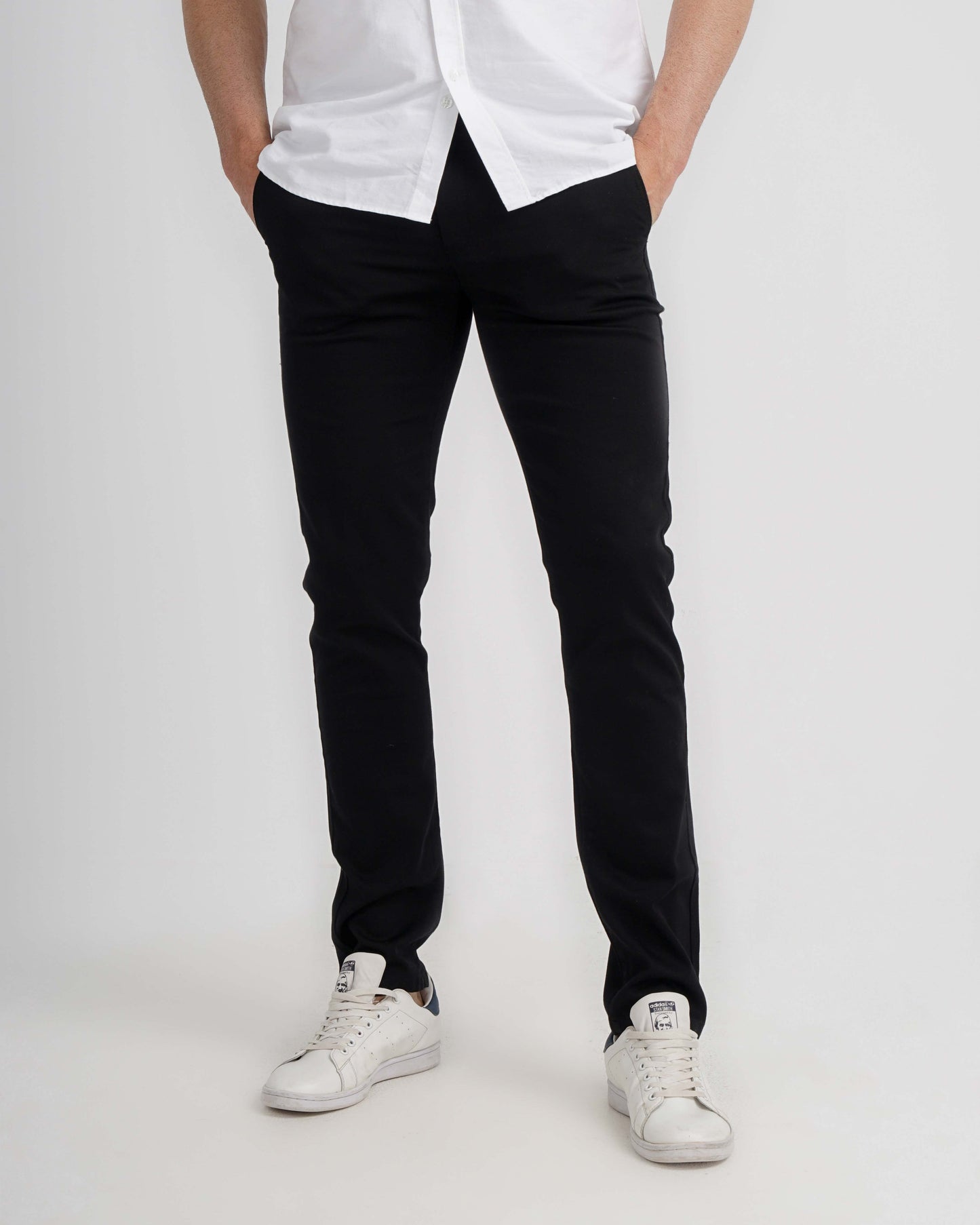 Pique Chino Trouser - Black