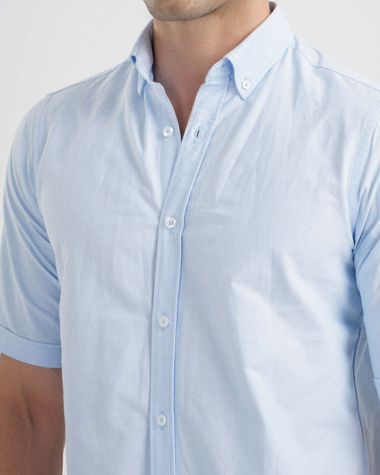 Short Sleeve Oxford Shirt - Baby Blue