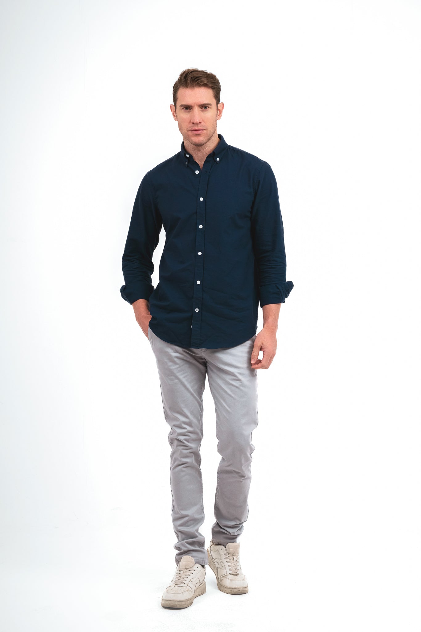 Plain Oxford Shirt - Navy Blue