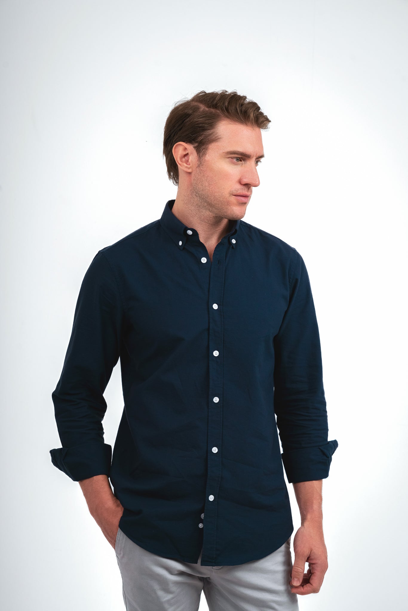 Plain Oxford Shirt - Navy Blue