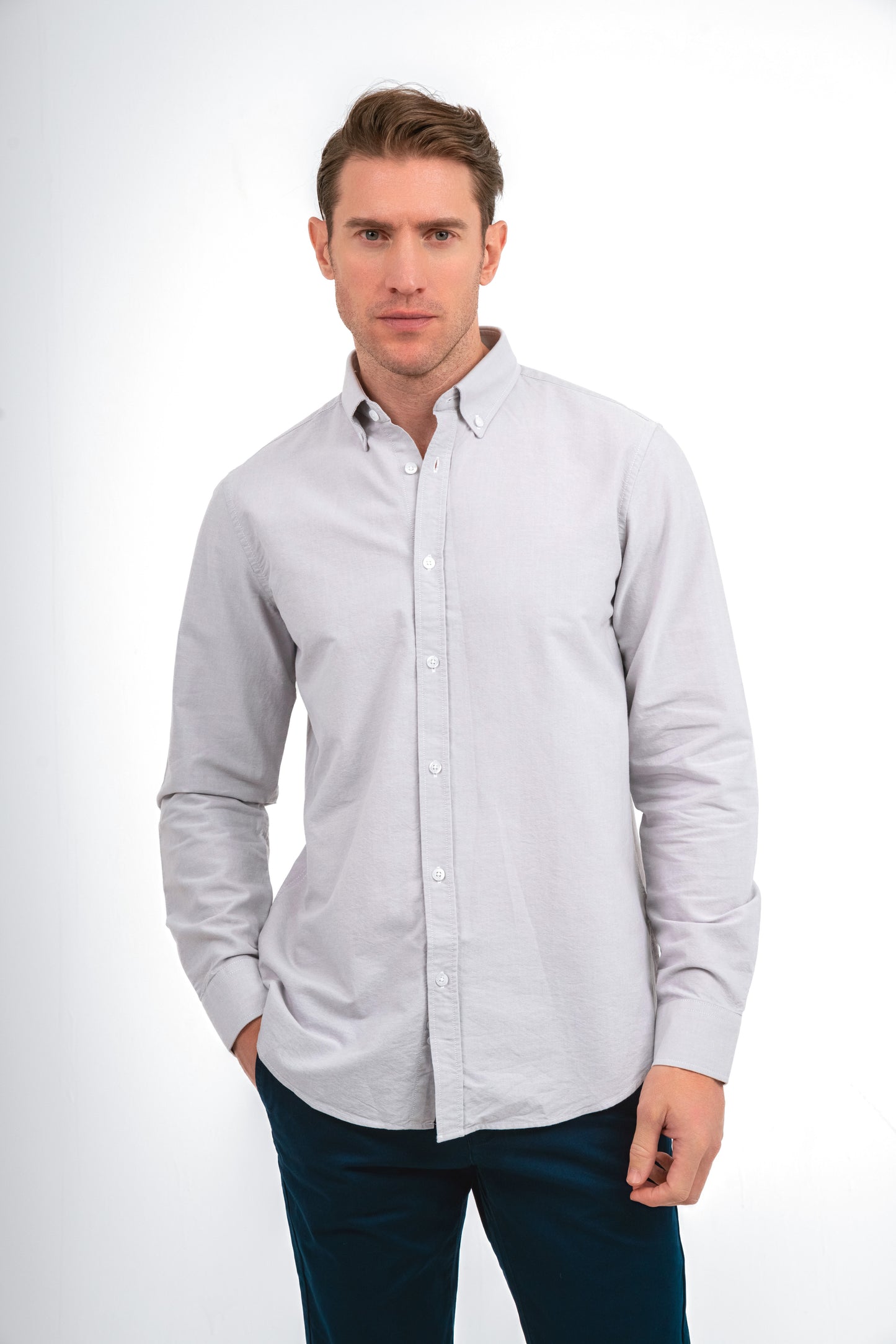 Plain Oxford Shirt - Grey