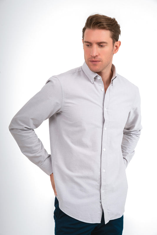 Plain Oxford Shirt - Grey