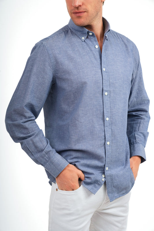 Plain Linen Shirt - Light Blue
