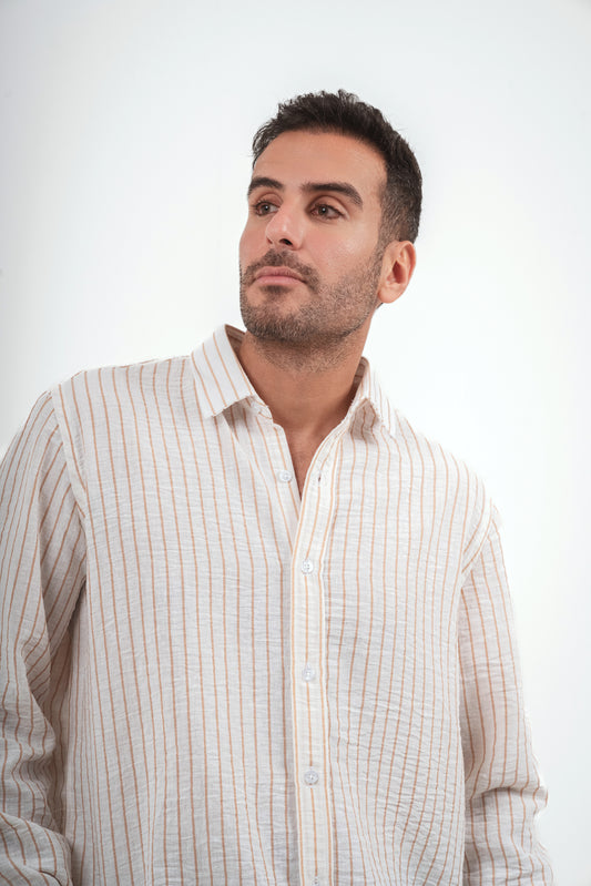 Striped Linen Shirt - White X Cafe