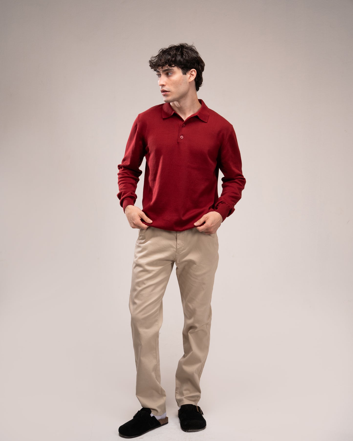 Knit Polo Shirt - Burgandy