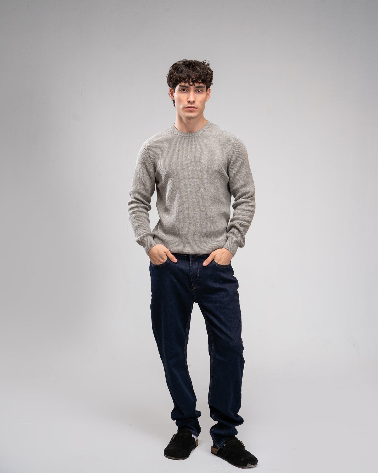 Knit Crew Neck Jumper - Grey