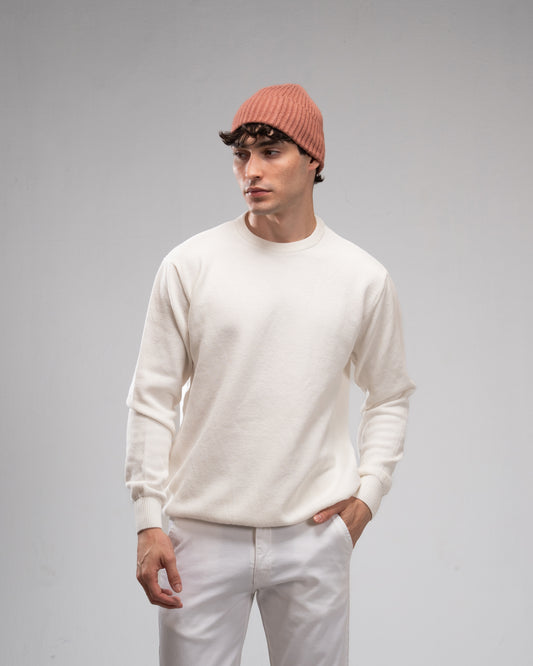 Knit Crew Neck Jumper - White