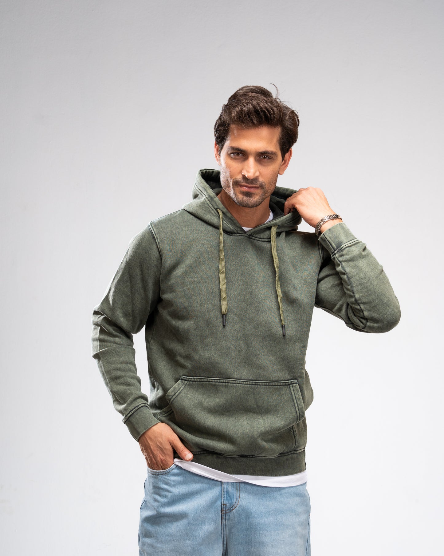 Basic Plain Hoodie - Olive
