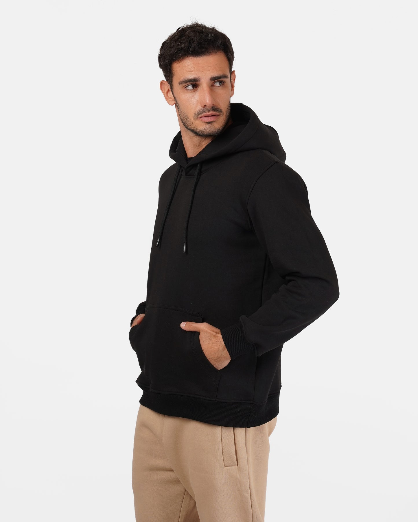 Basic Plain Hoodie - Black