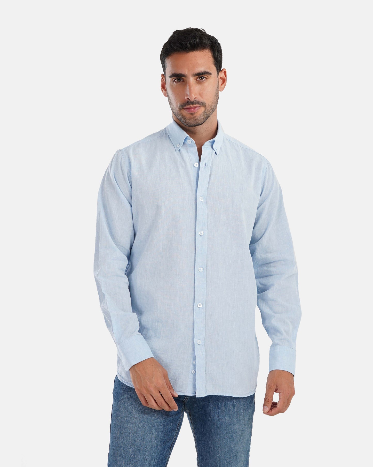 Plain Linen Shirt - Baby Blue