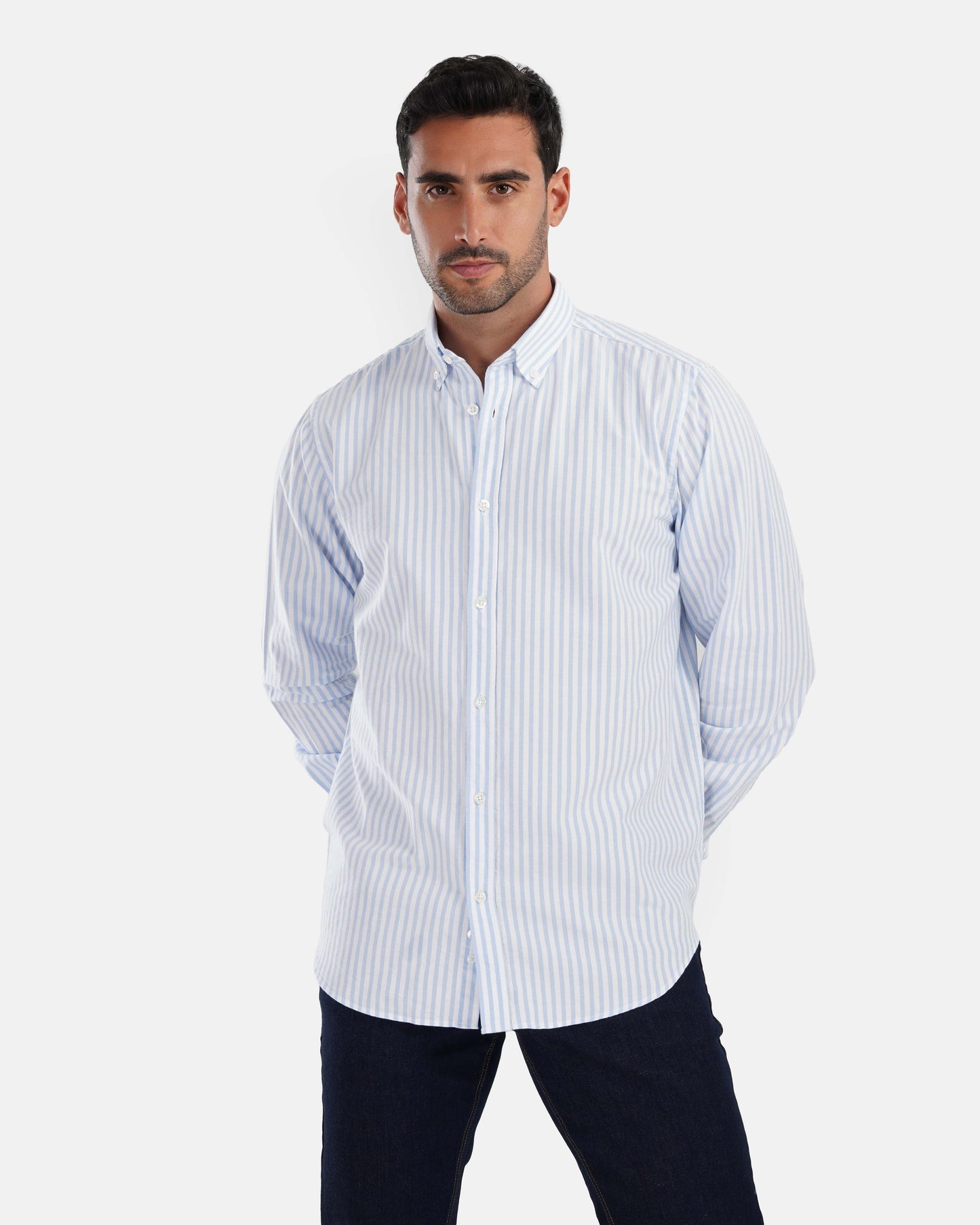 Striped Oxford Shirt - Baby Blue* White