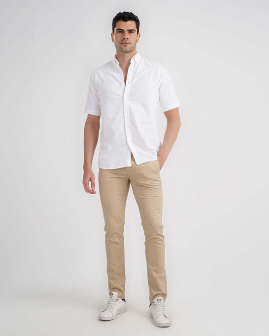 Pique Chino Trouser - Beige