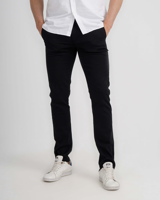 Pique Chino Trouser - Black