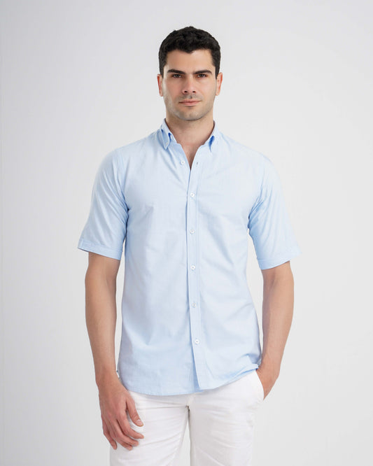 Short Sleeve Oxford Shirt - Baby Blue
