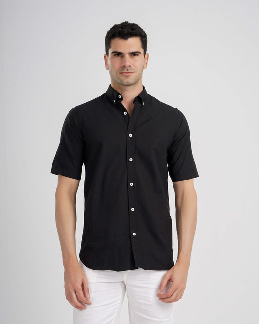 Short Sleeve Oxford Shirt - Black