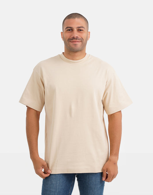 Extra Oversized Plain T-shirt - Beige