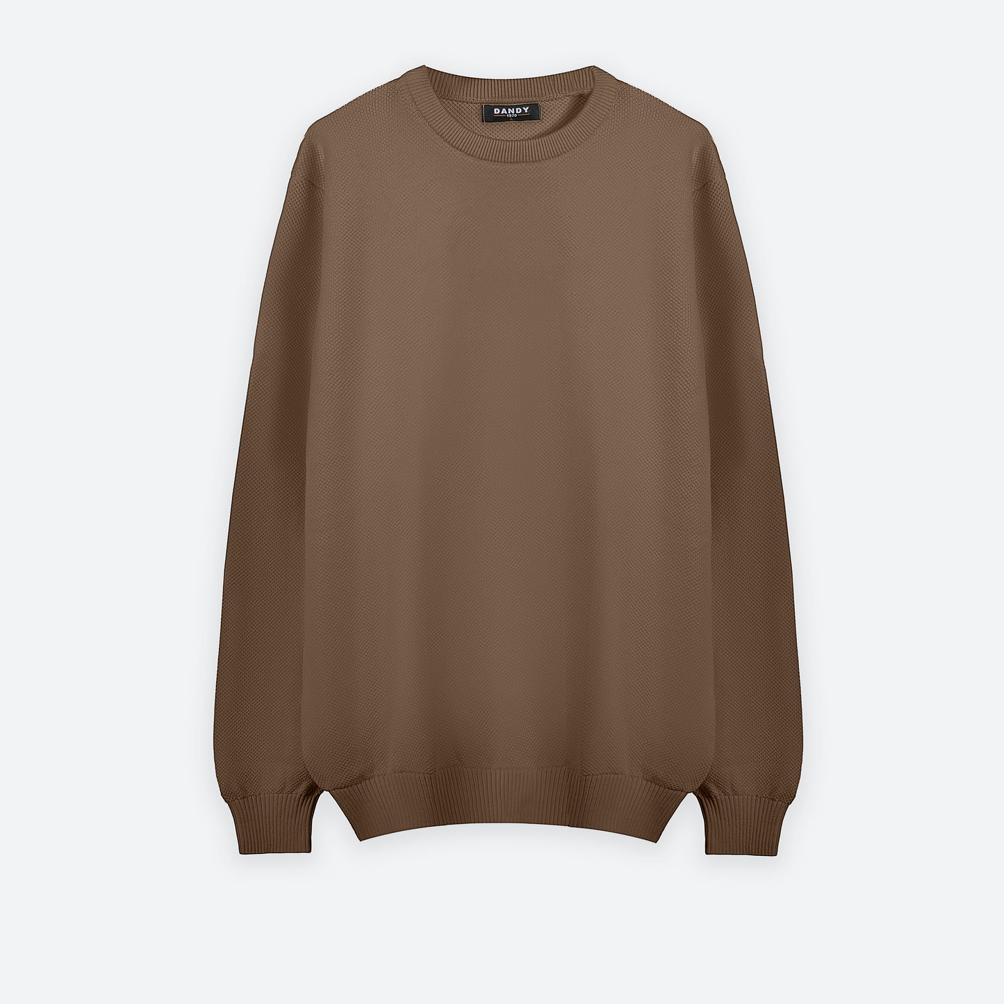 Pique Knit Crew Neck Sweater - Khaki