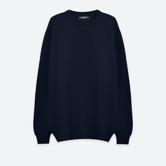 Knit Crew Neck Jumper - Navy Blue