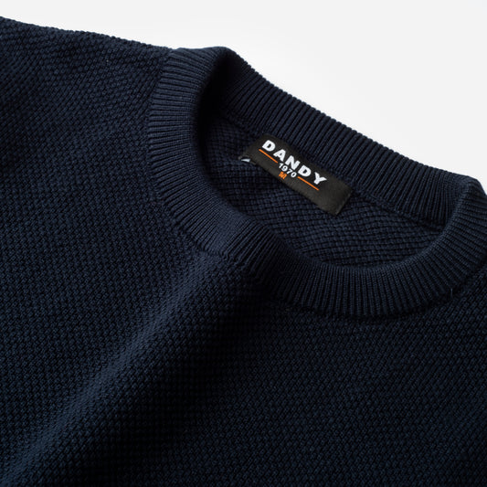 Knit Crew Neck Jumper - Navy Blue