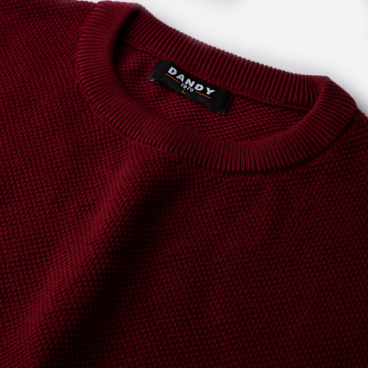 Pique Knit Crew Neck Sweater - Burgundy