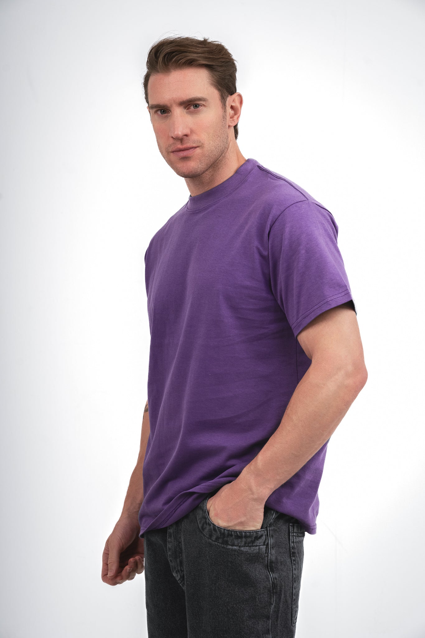 Oversize Plain T-shirt - Purple