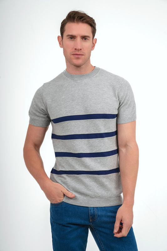 Knit T-shirt- Grey* Navy Blue