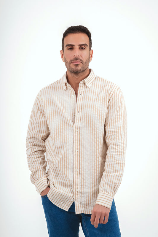 Striped Linen Shirt - Off White X Cafe