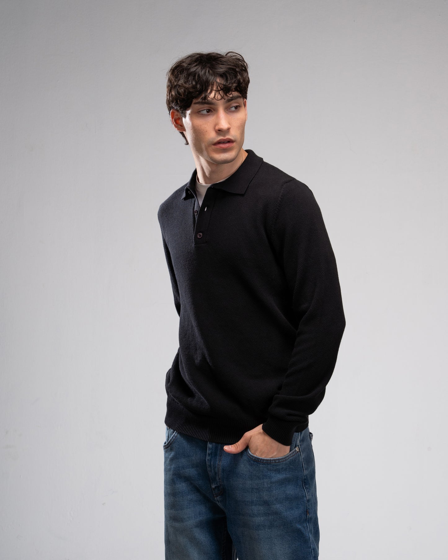 Knit Polo shirt - Black