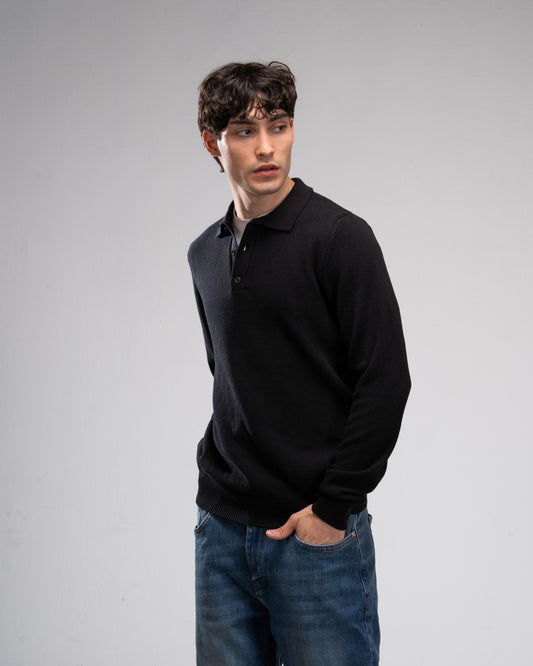 Knit Polo shirt - Black