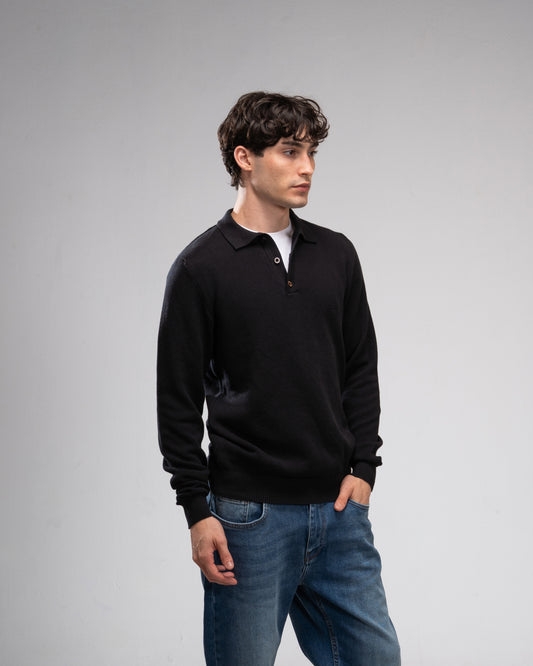 Knit Polo shirt - Black