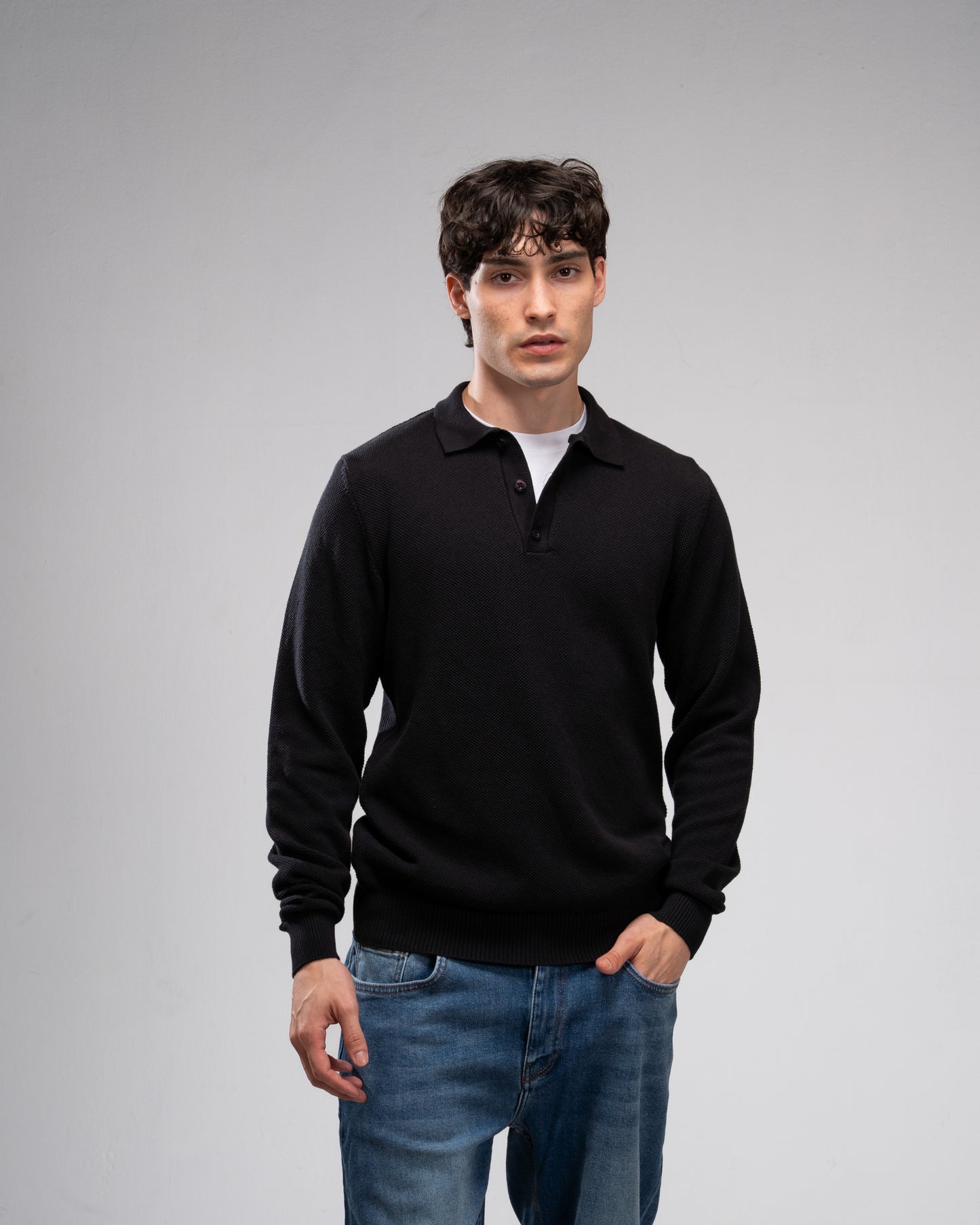 Knit Polo shirt - Black
