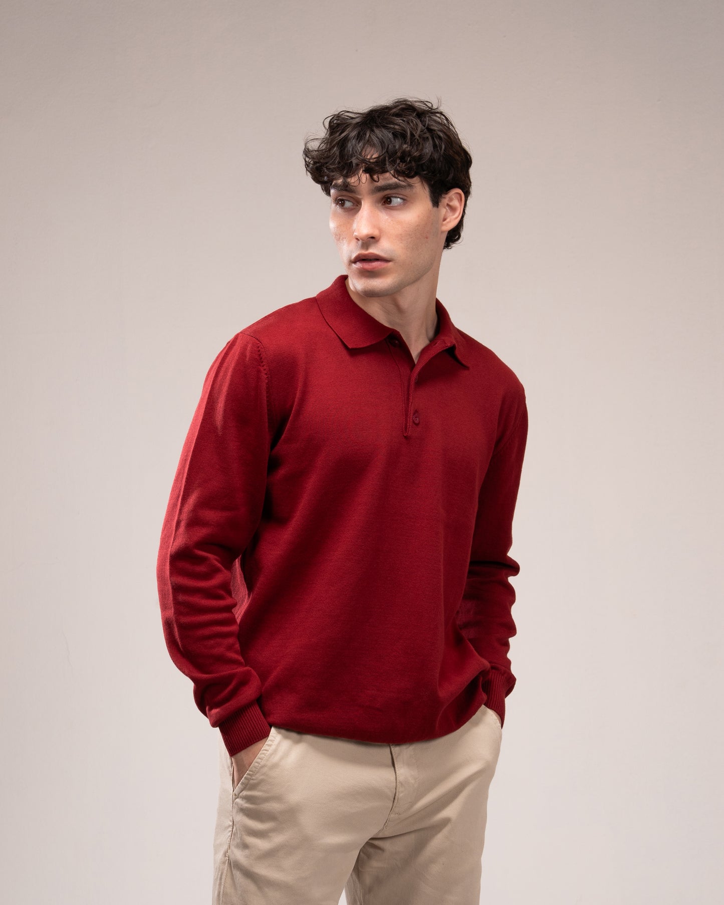 Knit Polo Shirt - Burgandy