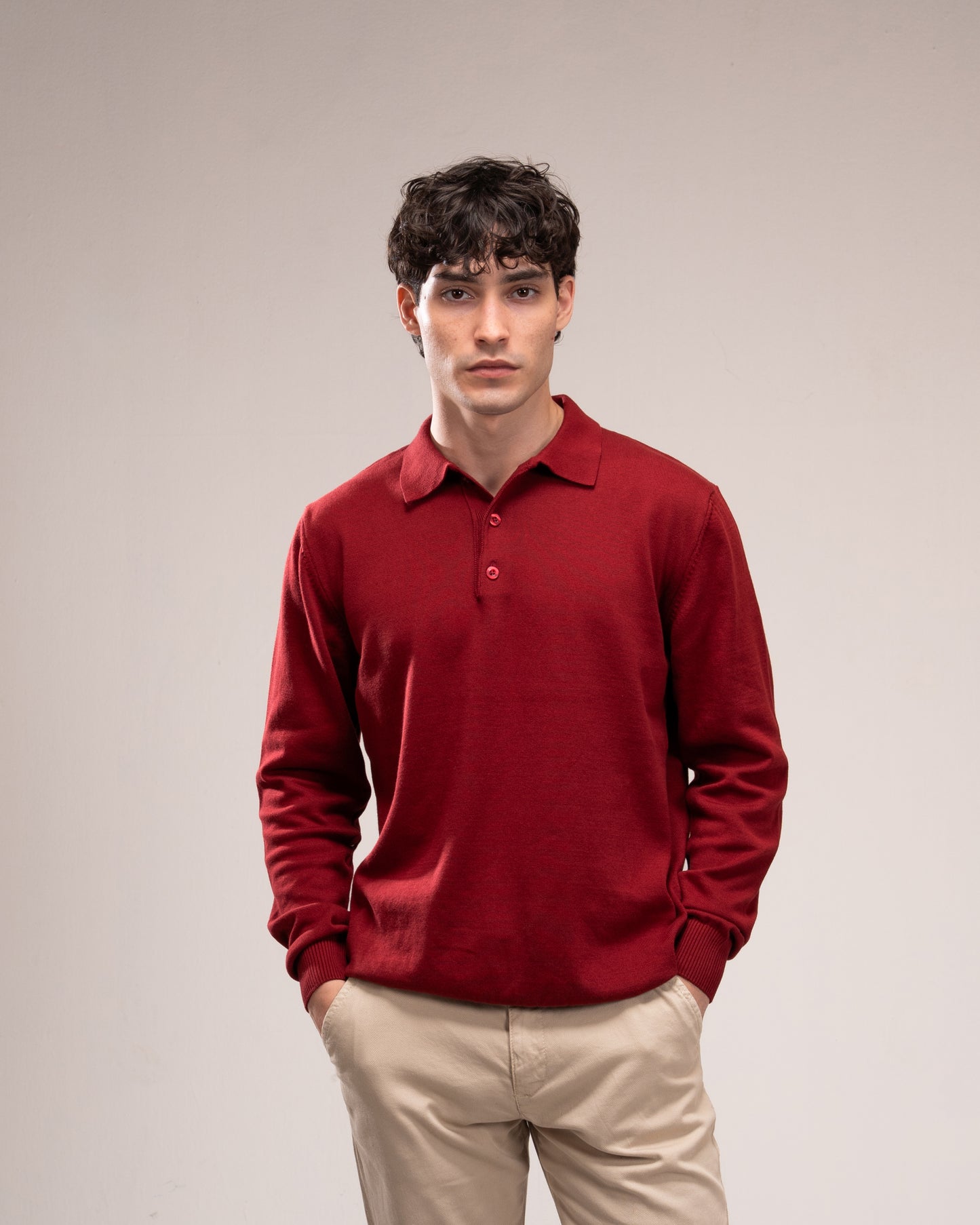 Knit Polo Shirt - Burgandy