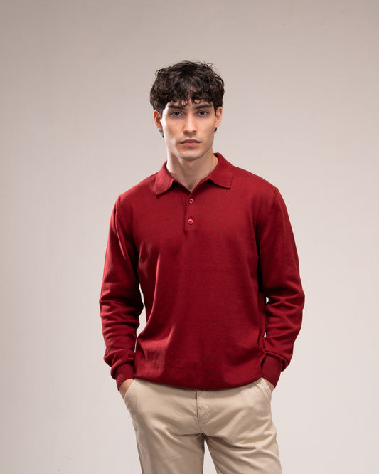 Knit Polo Shirt - Burgandy