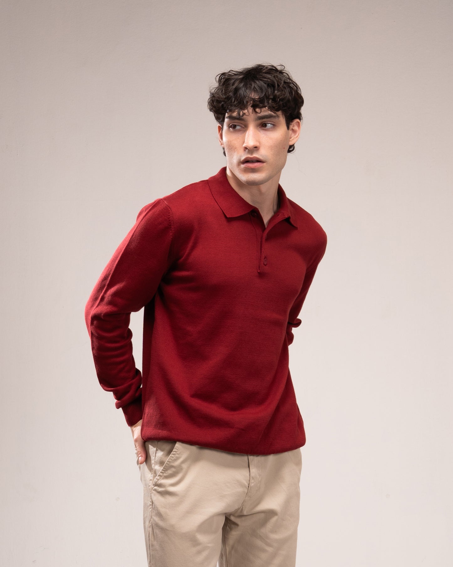 Knit Polo Shirt - Burgandy