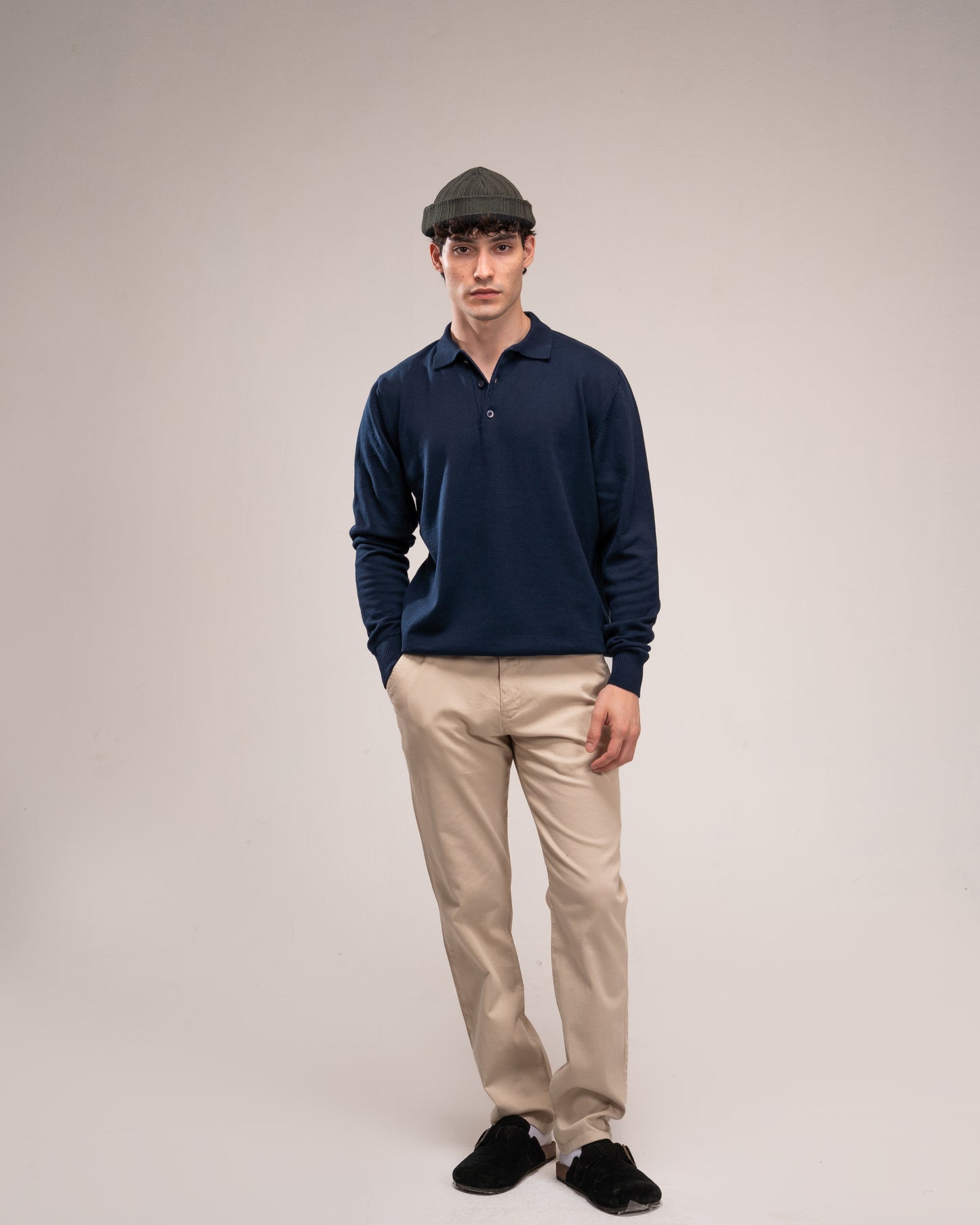 Knit Polo Shirt - Navy Blue