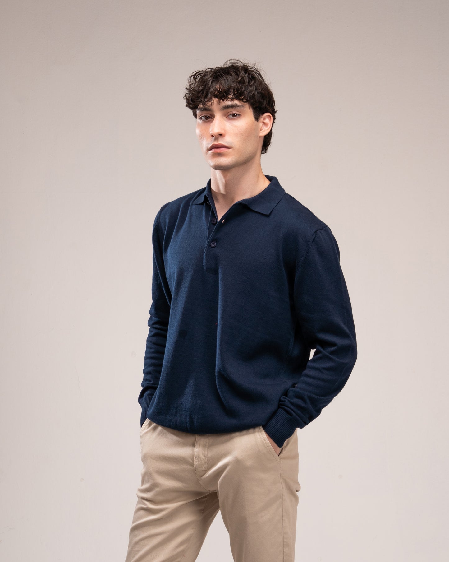 Knit Polo Shirt - Navy Blue