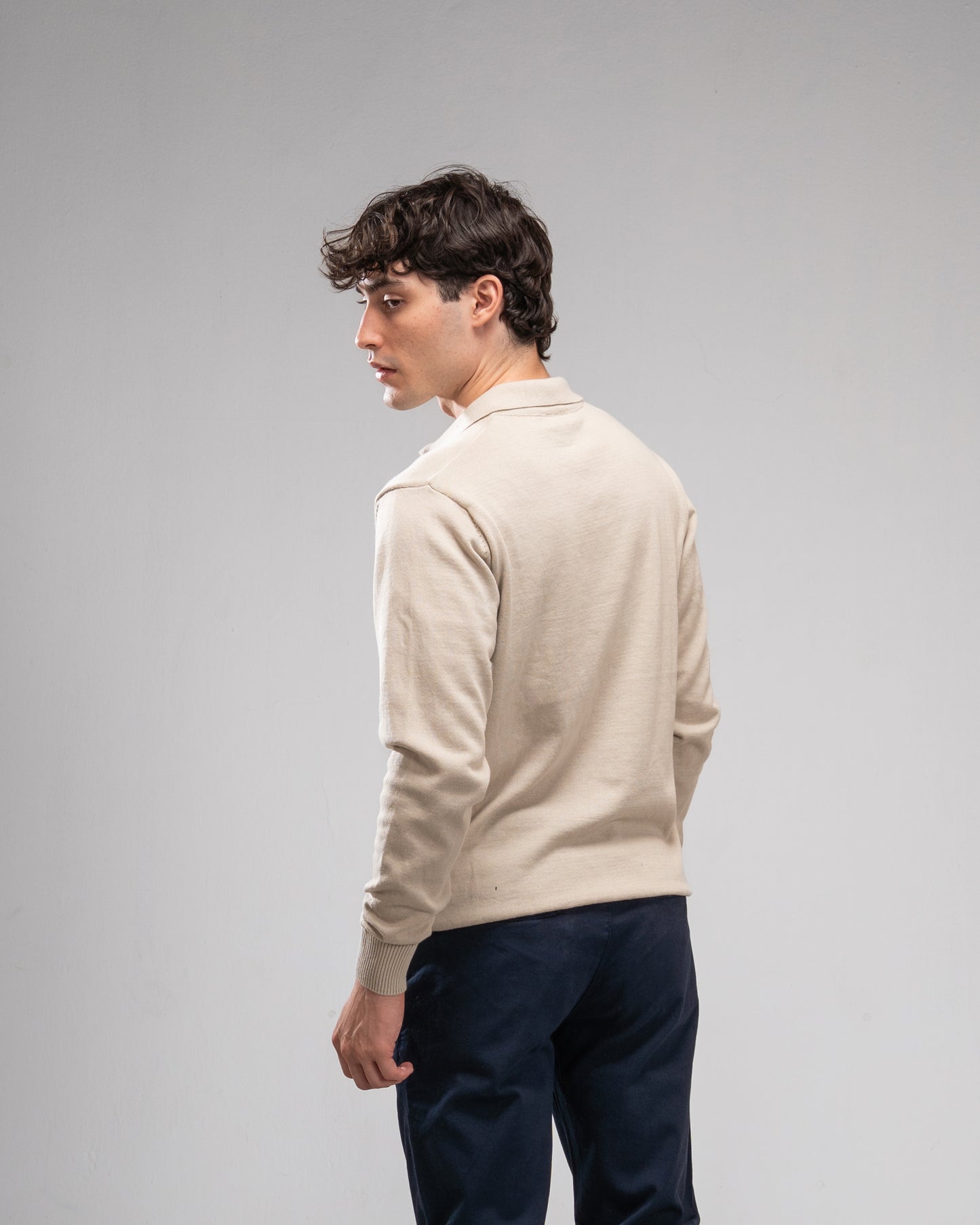 Knit Polo shirt- Beige