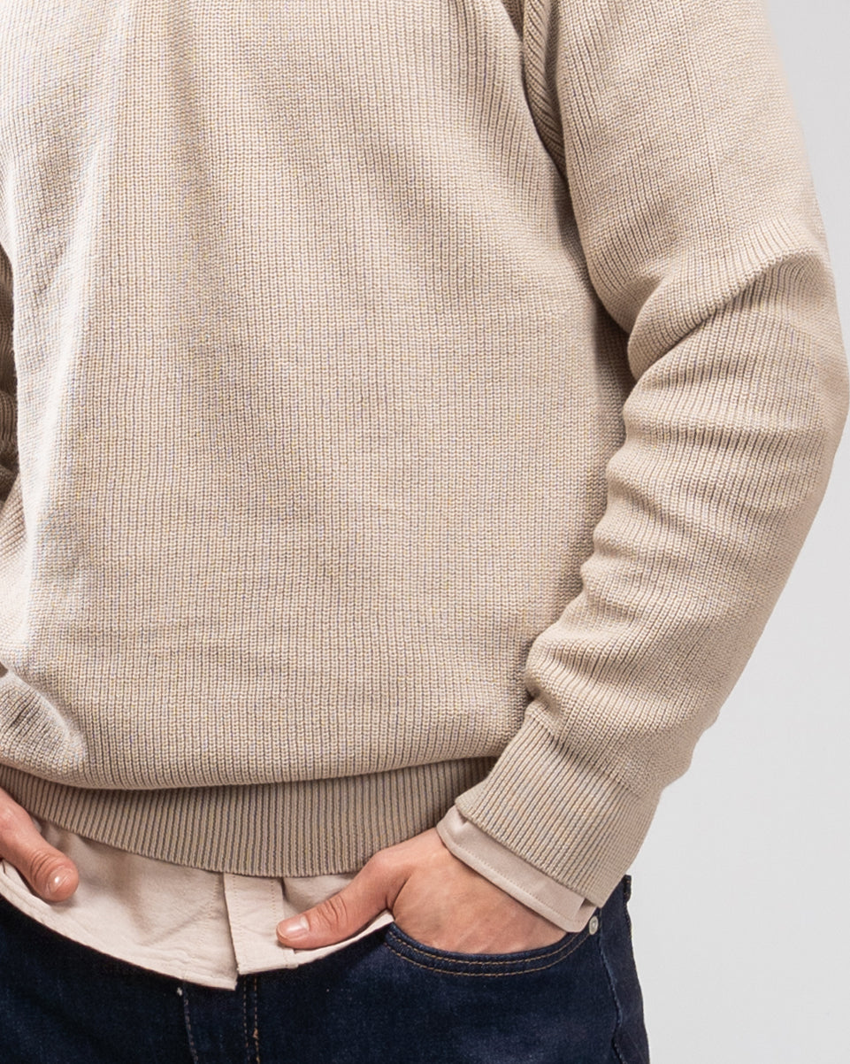 Knit Crew Neck Jumper -Beige