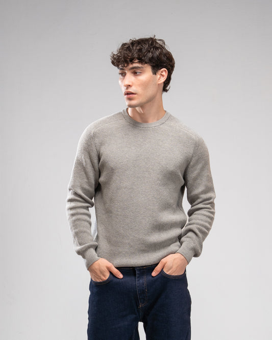 Knit Crew Neck Jumper - Grey