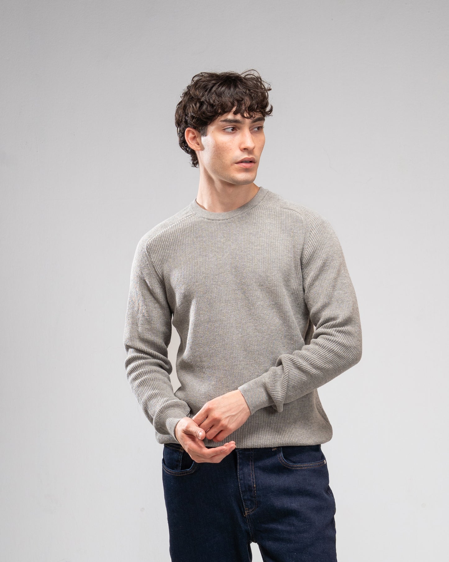 Knit Crew Neck Jumper - Grey