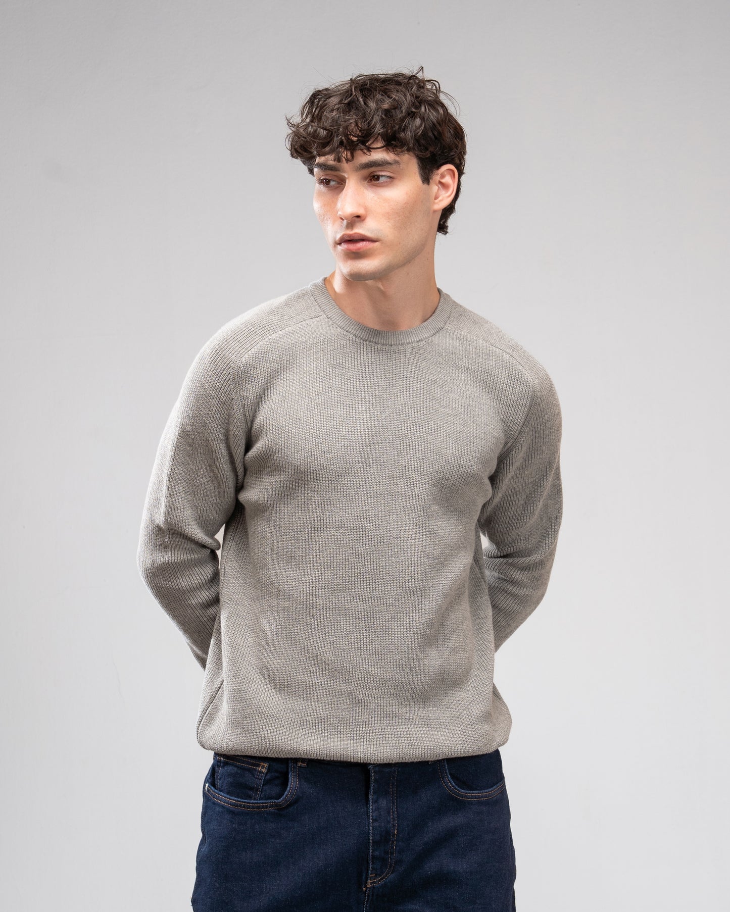 Knit Crew Neck Jumper - Grey