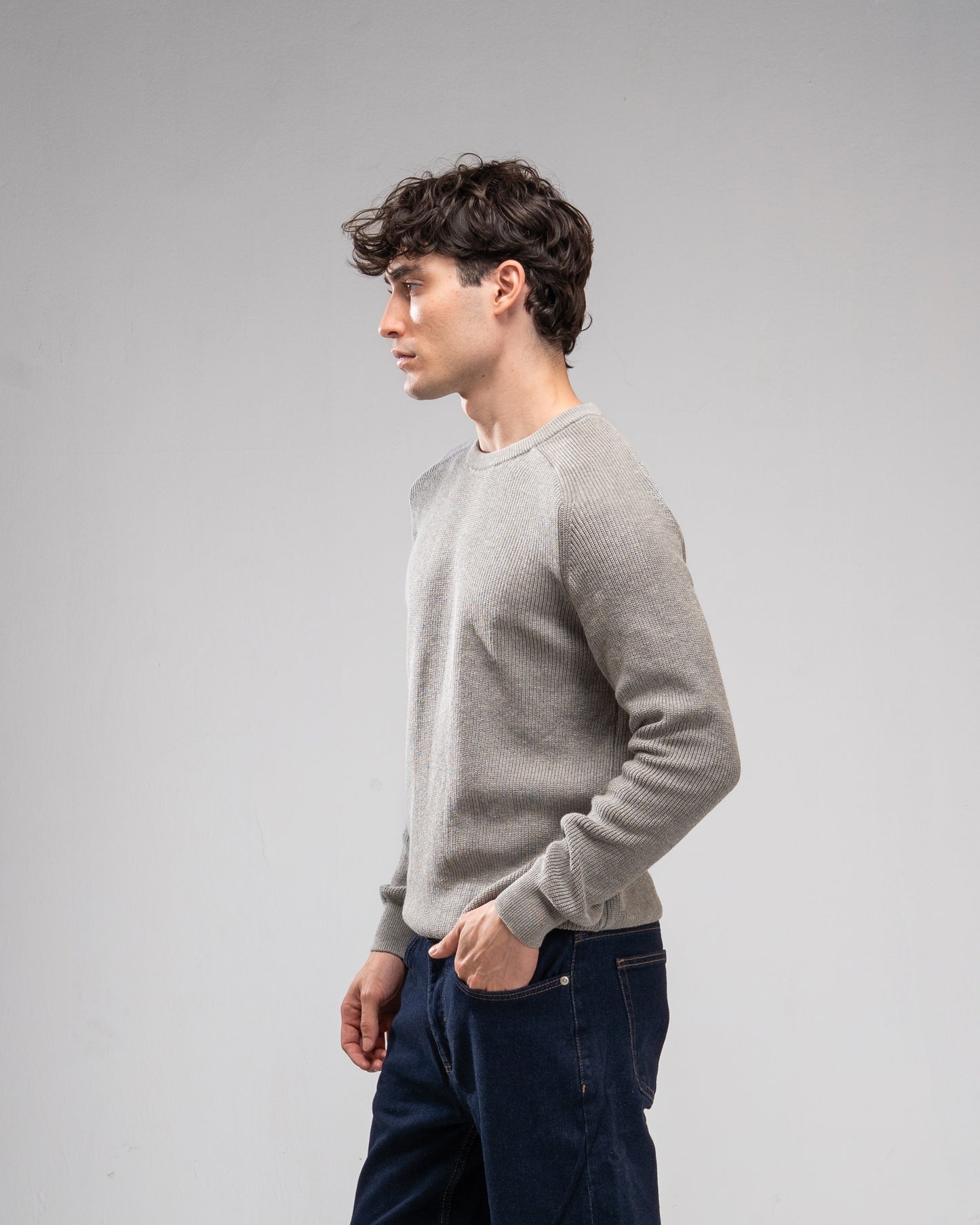 Knit Crew Neck Jumper - Grey