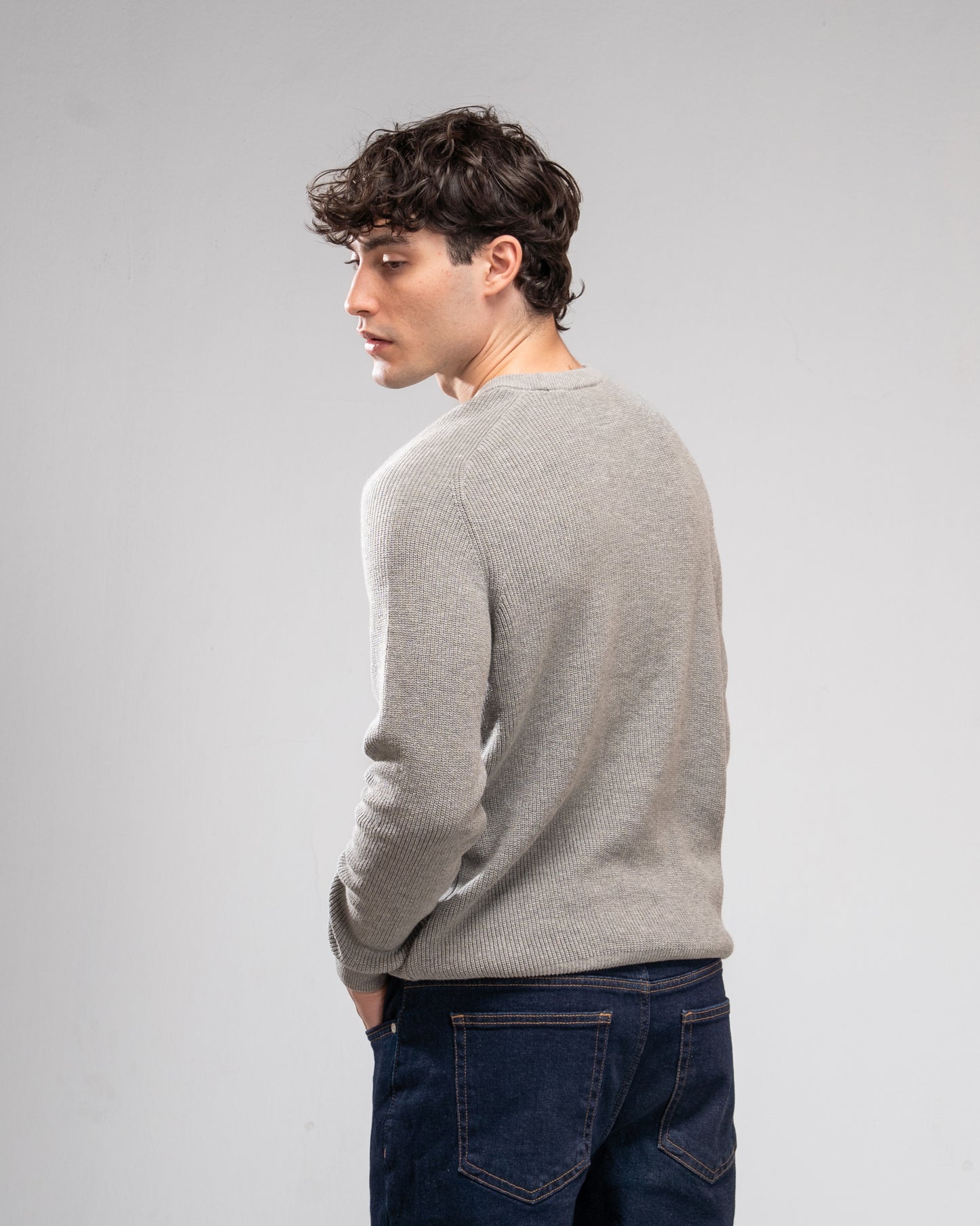 Knit Crew Neck Jumper - Grey