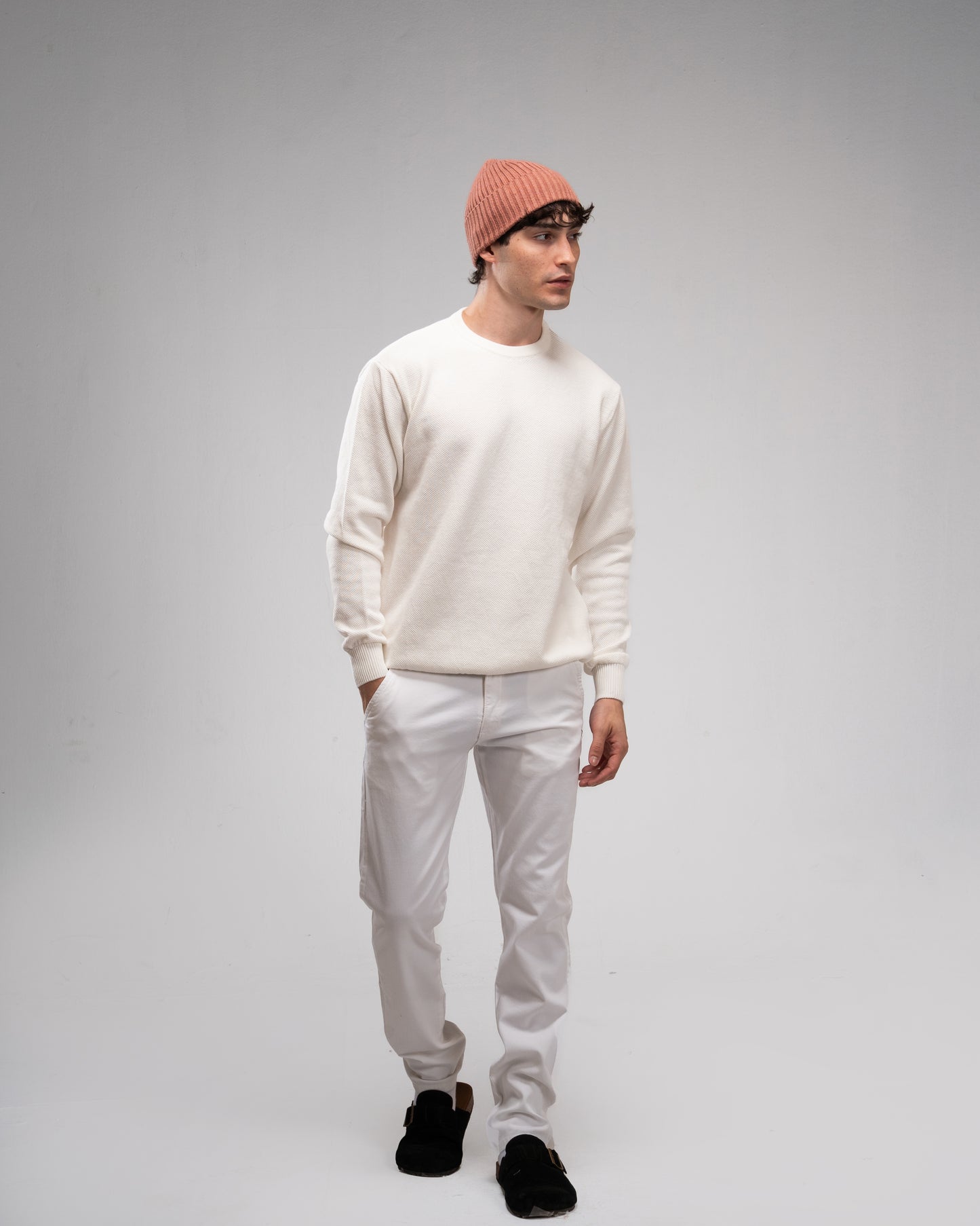 Knit Crew Neck Jumper - White
