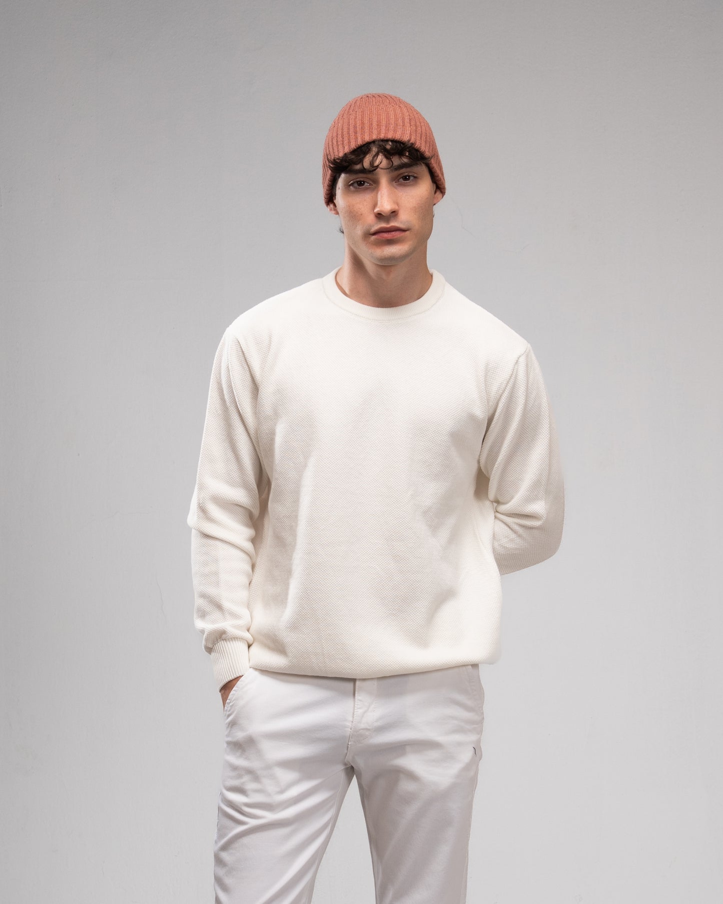 Knit Crew Neck Jumper - White