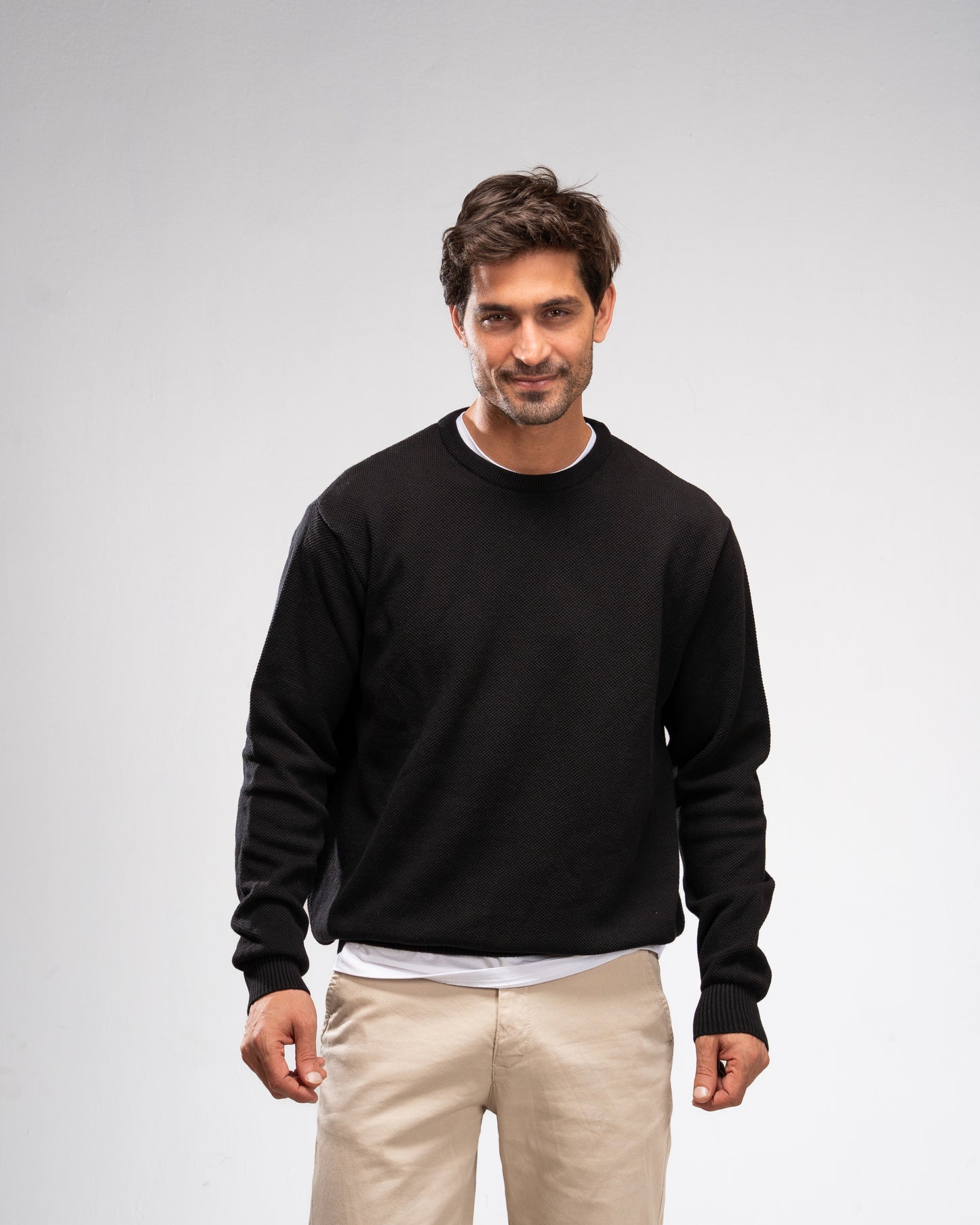 Knit Crew Neck Jumper -Black