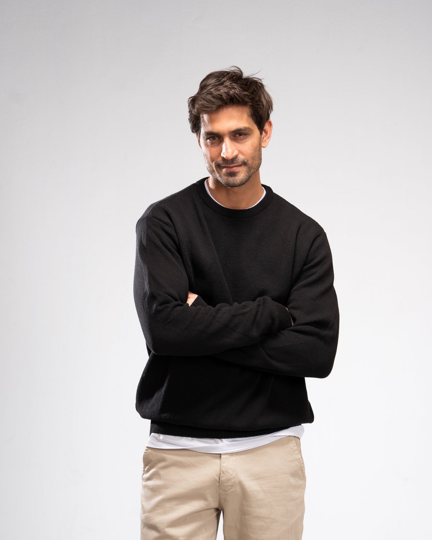 Knit Crew Neck Jumper -Black