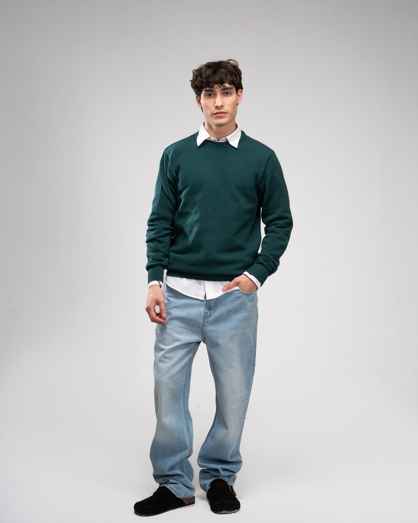 Knit Crew Neck Jumper - Petroleum