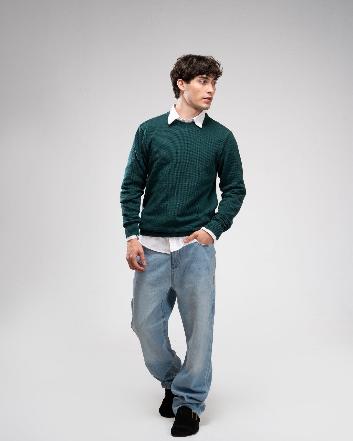 Knit Crew Neck Jumper - Petroleum